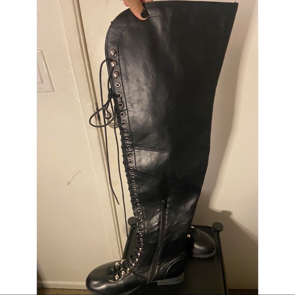 Over the Knee Boots Vegan Leather - W10 - NEW (Not in Stores) - Picture 6 of 15